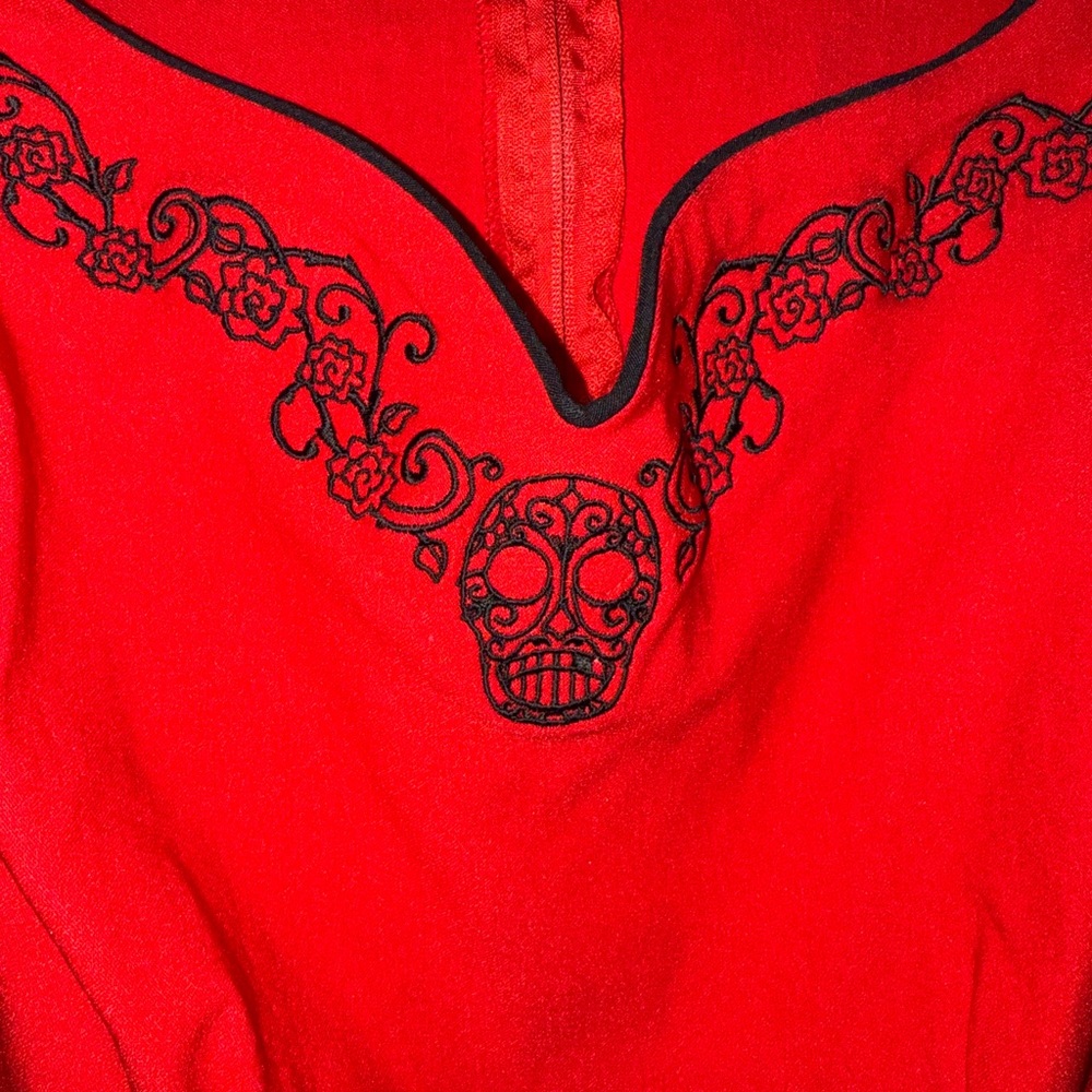 Pinup Couture Day of the Dead Wiggle Dress - Picture 3 of 4